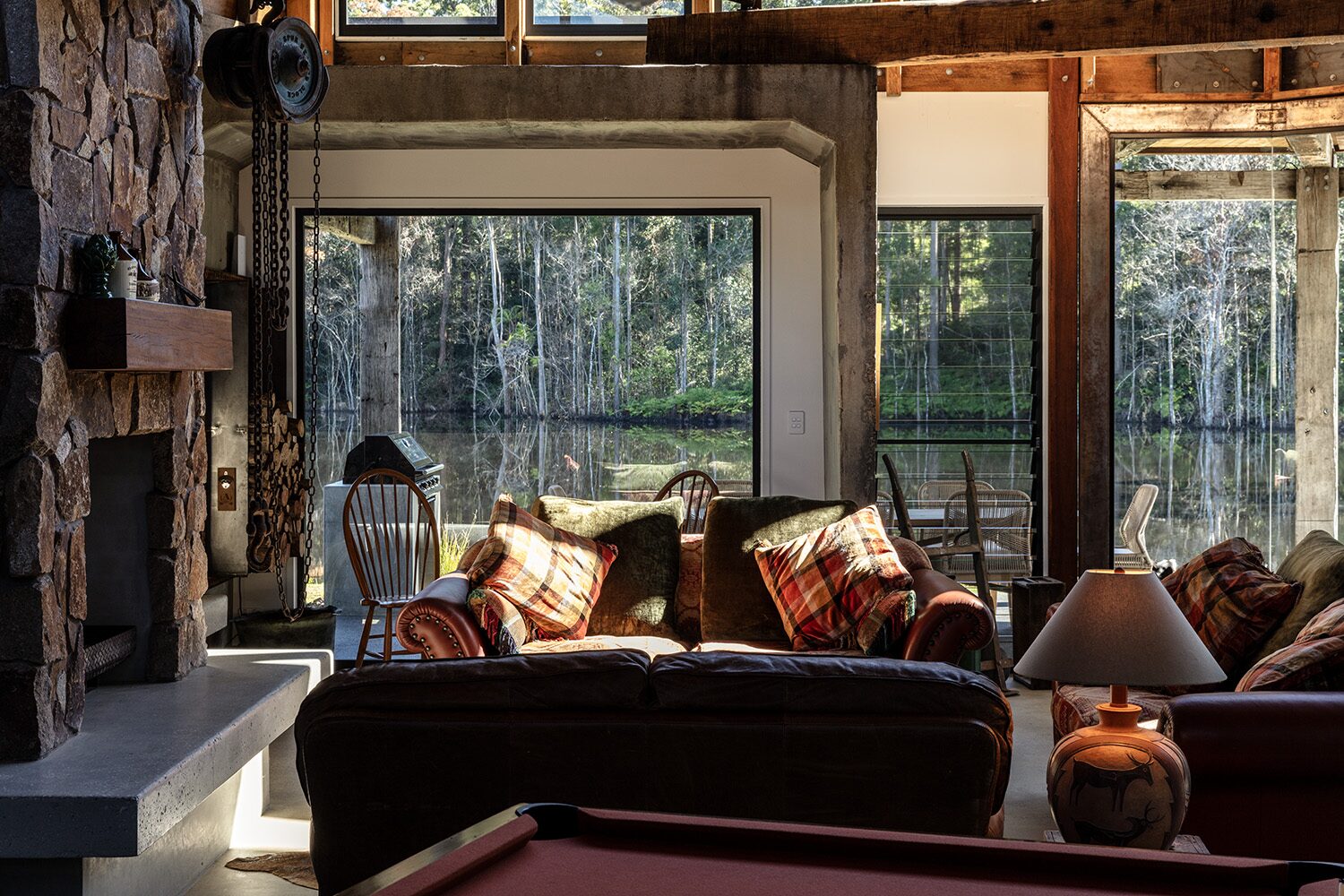 Arrowwood Acres — hallway, pitchfork and cowhide rug