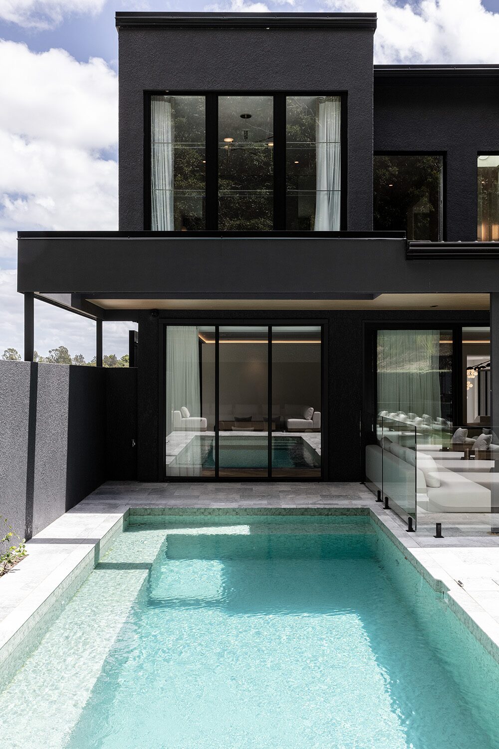 Belvedere — entry, marble staircase and herringbone floor
