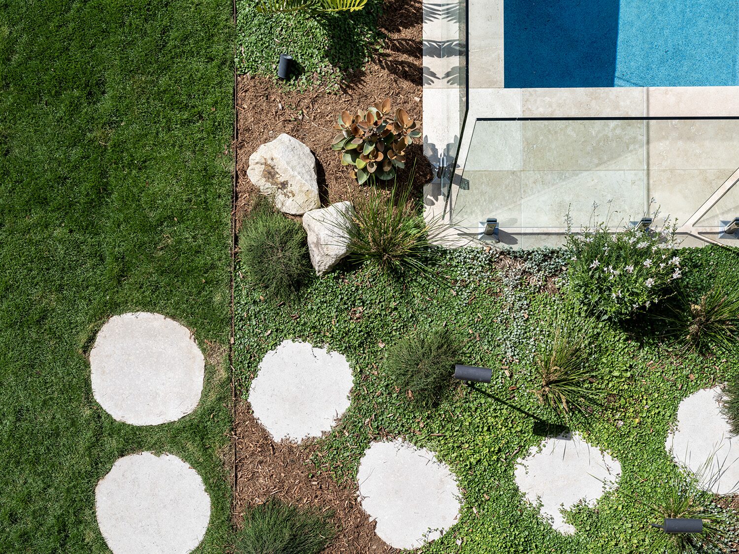 Pelham — aerial view, garden stepping stones