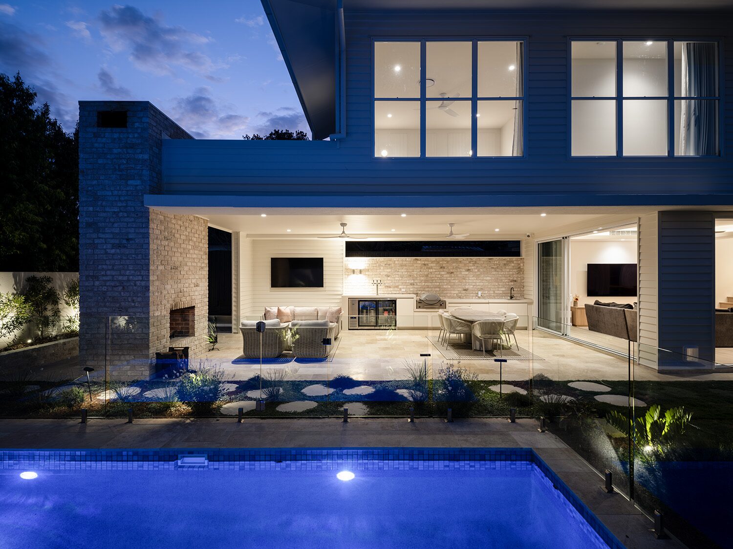 Pelham — pool, elevated view at dusk