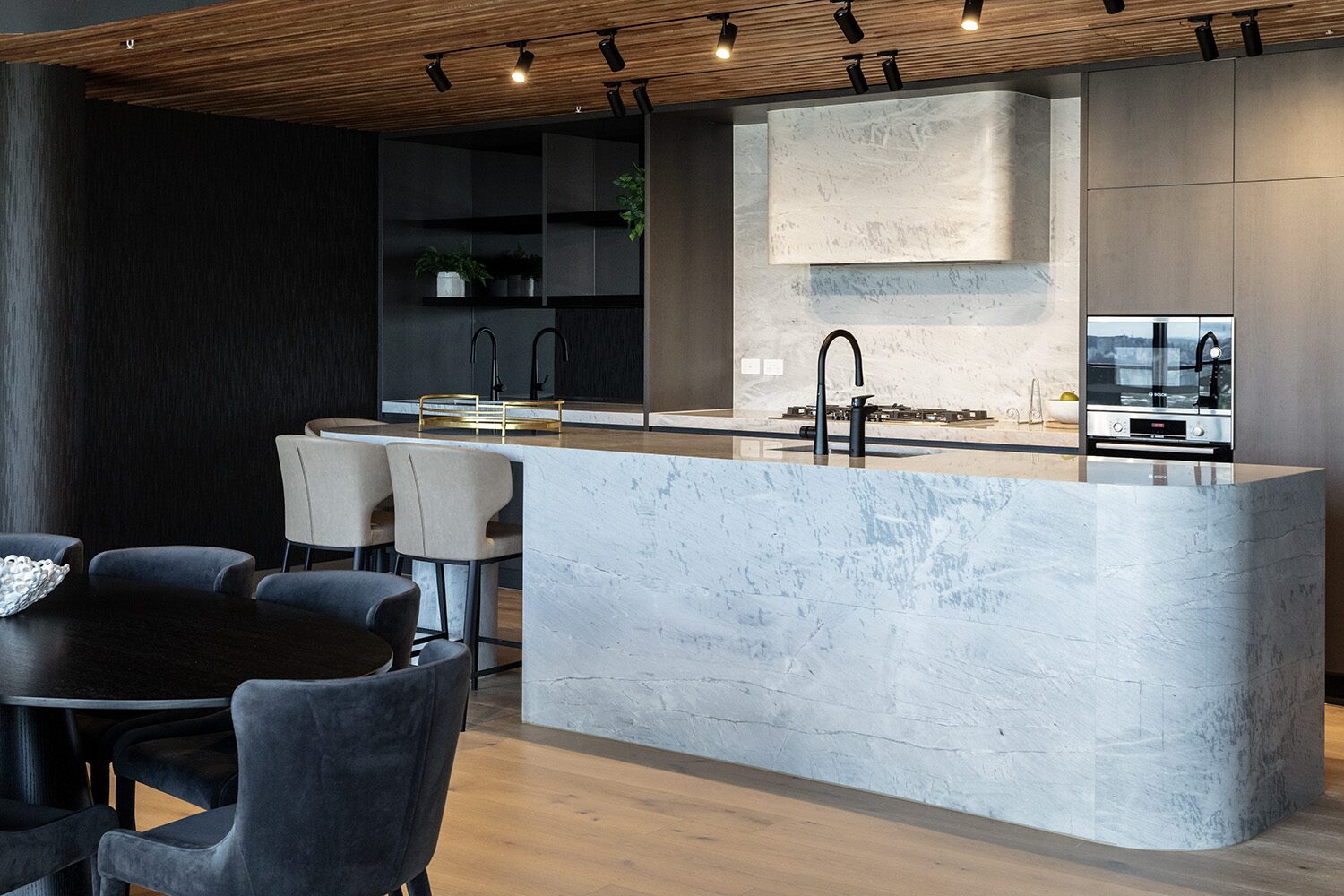 Rivello Residences — kitchen, marble splashback detail
