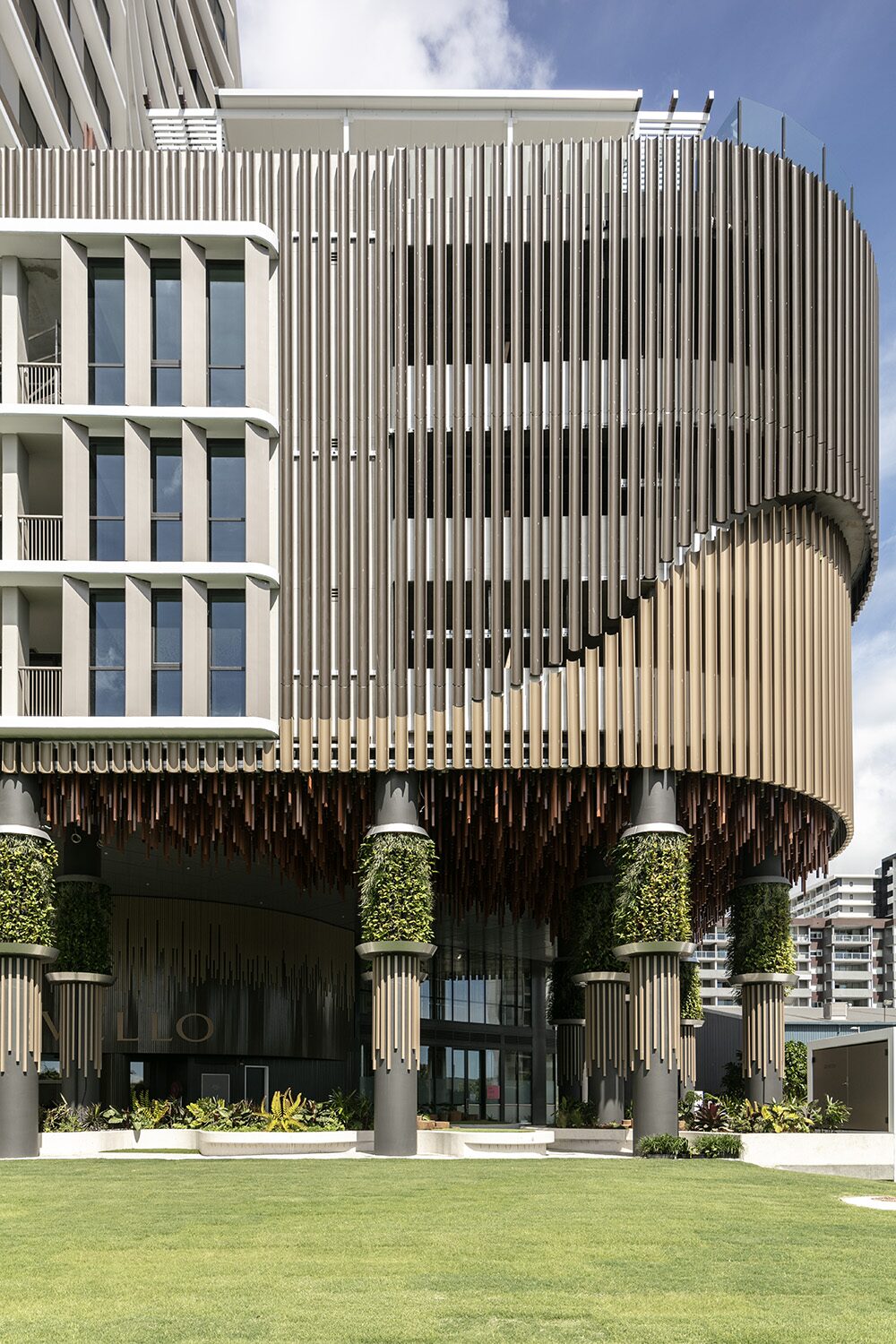Rivello Residences — podium canopy, alternate angle