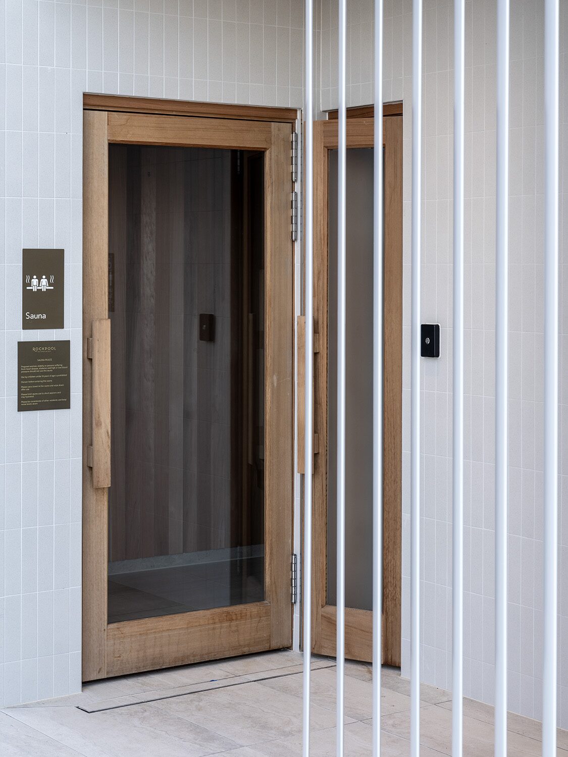 Rockpool — sauna, timber entry doors