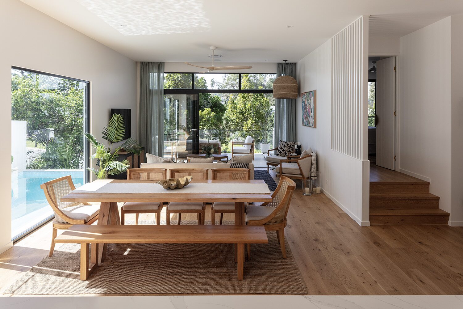 Vantage — dining and stairwell