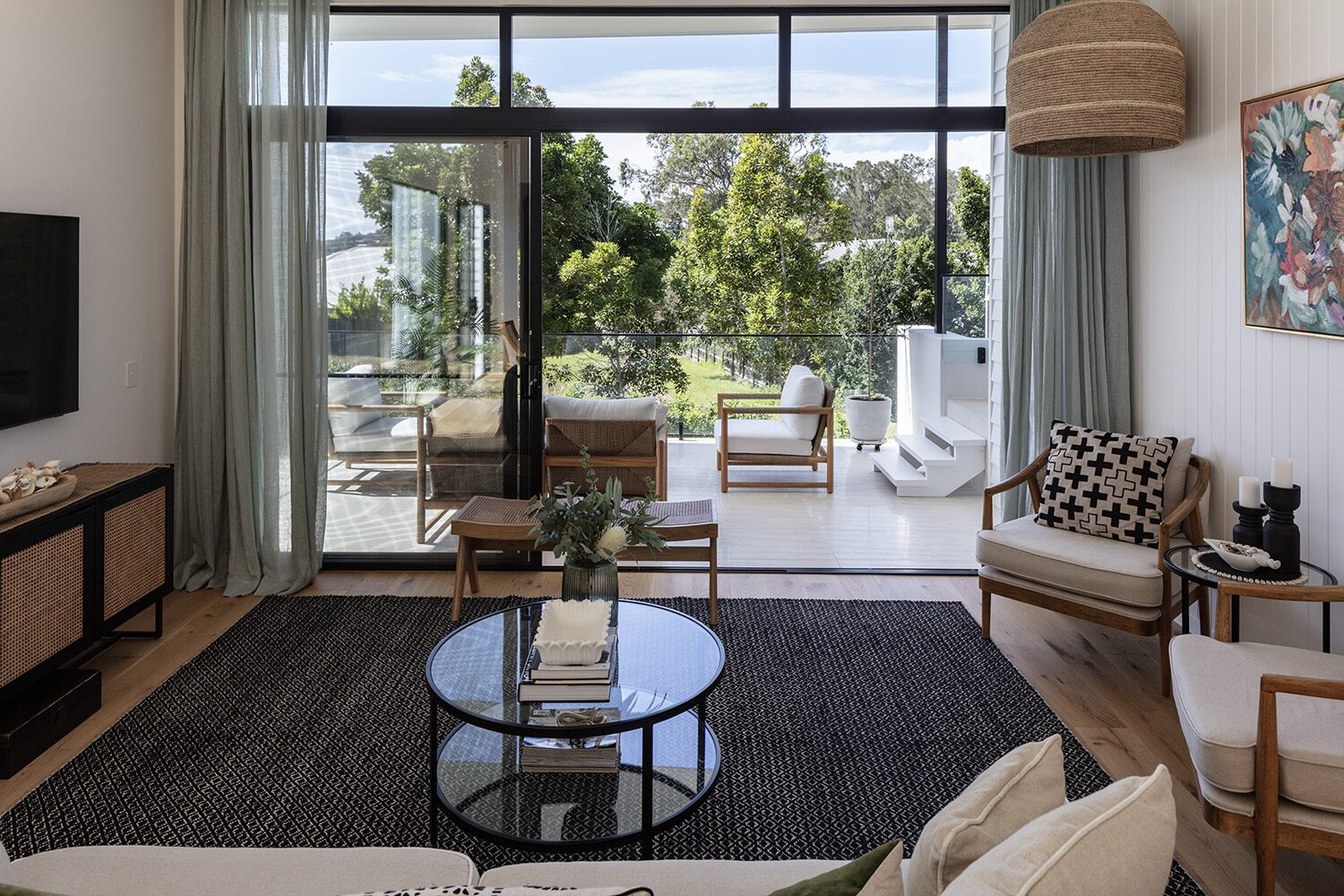 Vantage — living room and balcony view